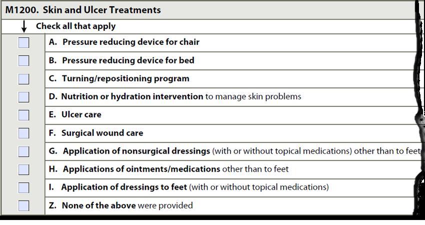 M1200E Ulcer Care Minimum Data Set