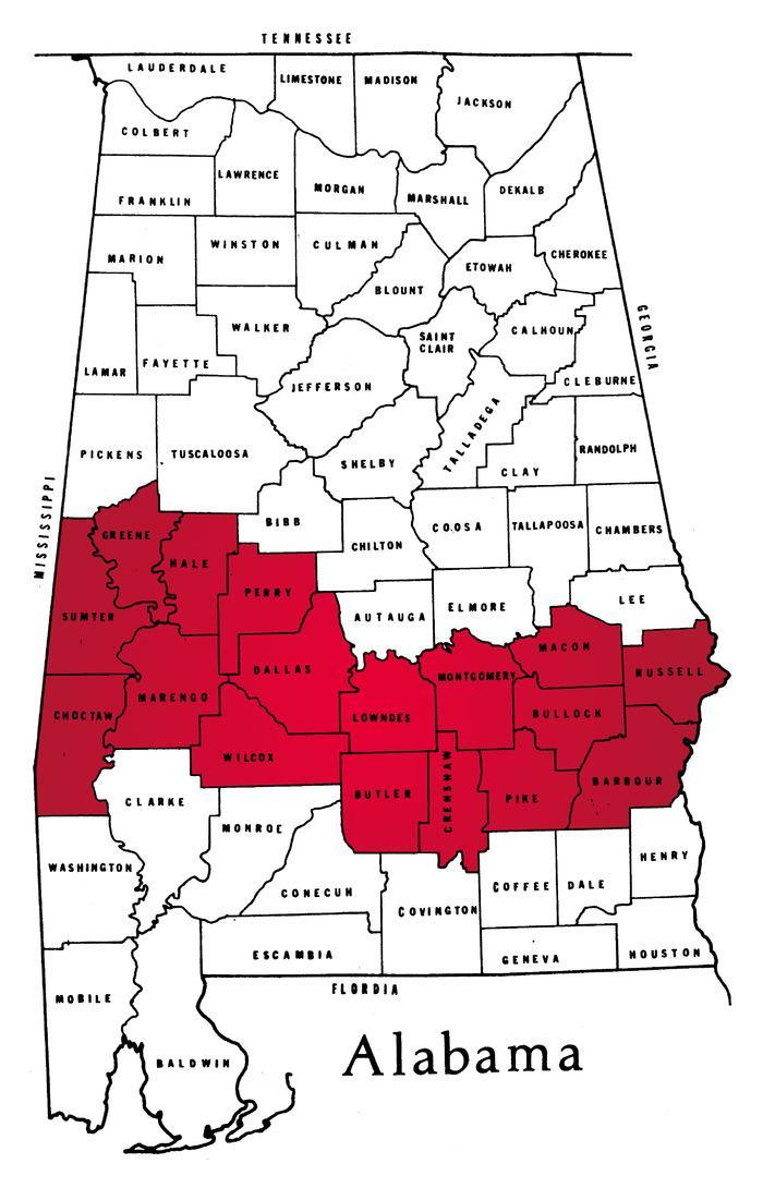 Alabama Black Belt Region Refers to the region's rich black topsoil good for farming and agricultural Nine out of the 10 poorest counties in Alabama Characteristics include low property taxes, high