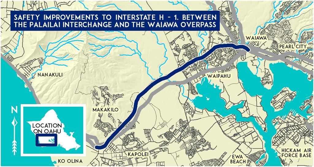 OS2 Interstate Route H-1 Safety Improvements, Beginning of H-1 (Palailai Interchange) to Waiawa Overpass TIP Revision #23 Details: Cost increase from $4.1M to $9.