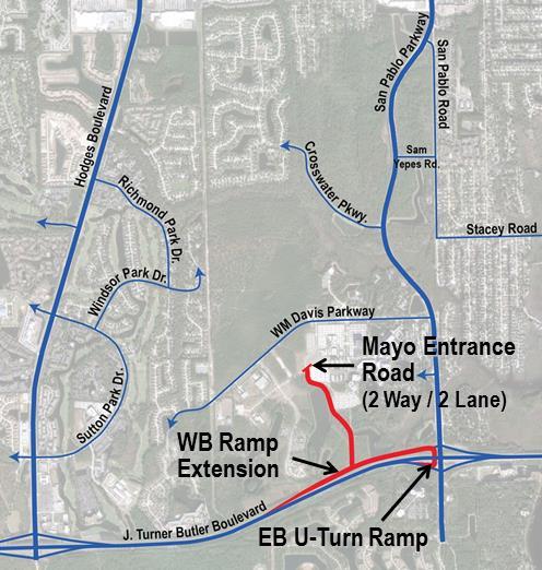 The Developer has proposed this mitigation be in the form of the construction of an interchange modification to J. Turner Butler Boulevard at San Pablo Road.