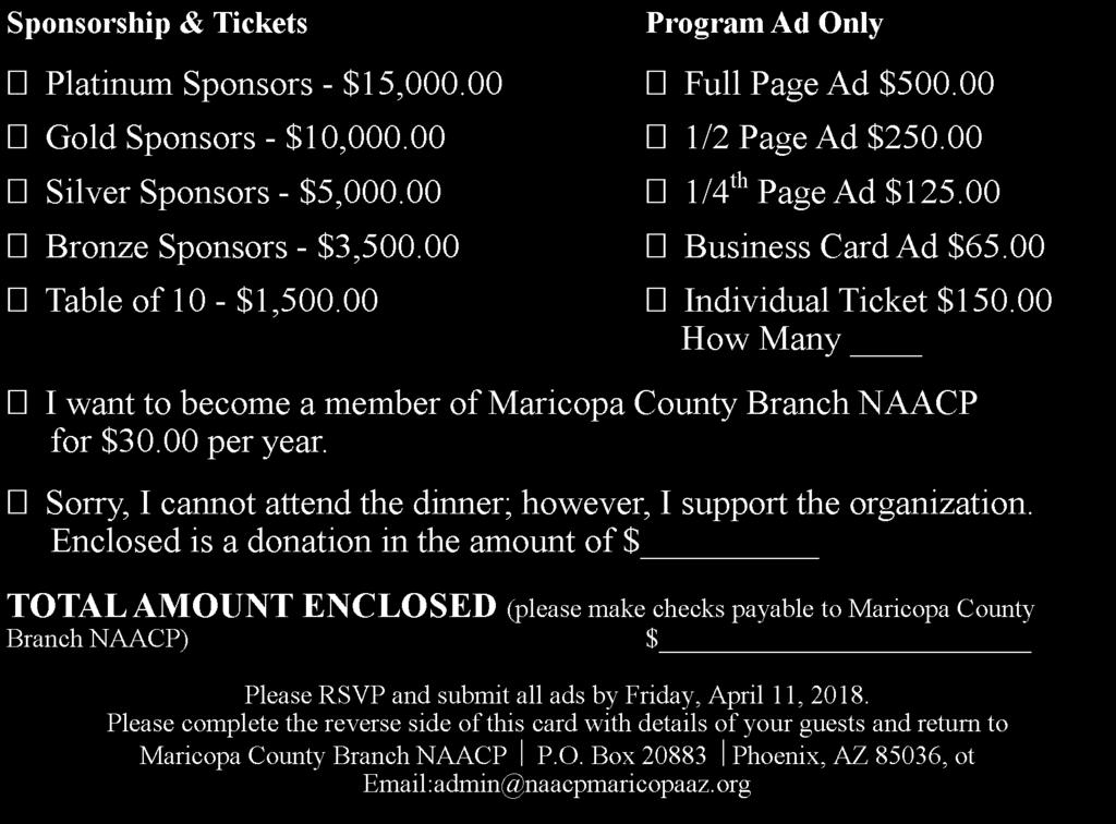 MARICOPA COUNTY BRANCH NAACP 2018 FREEDOM FUND DINNER