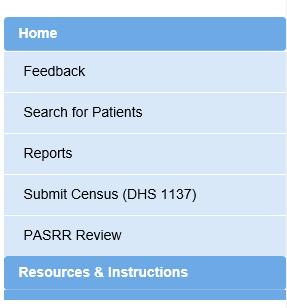 epasrr Application Home Page Right navigation bar Role-based list of potential actions