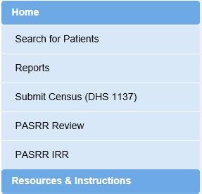 DHS 1137 Census Submission Access limited to nursing facilities Able to direct data enter and/or