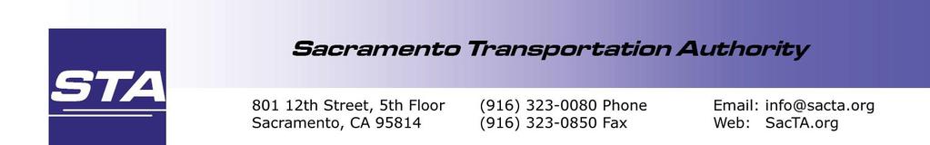 SACRAMENTO TRANSPORTATION AUTHORITY 801 12 th Street Floor 5 SACRAMENTO, CA 95814-2947 (916) 323-0855