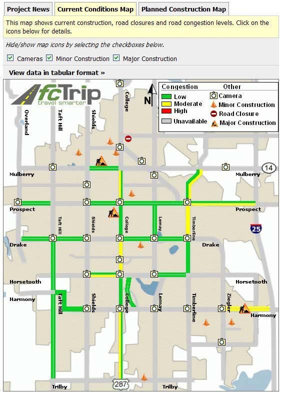 Figure 4: FCTrip Map Map generated at http://www.fcgov.com/fctrip/ Traffic Signal Timing The City of Fort Collins also recently released the results of a Citywide Traffic Signal Timing Project.