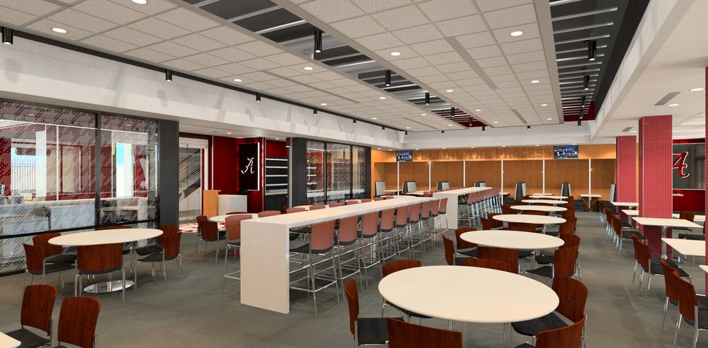 We are very excited for the addition of the dining facility, which was designed with our players in mind.