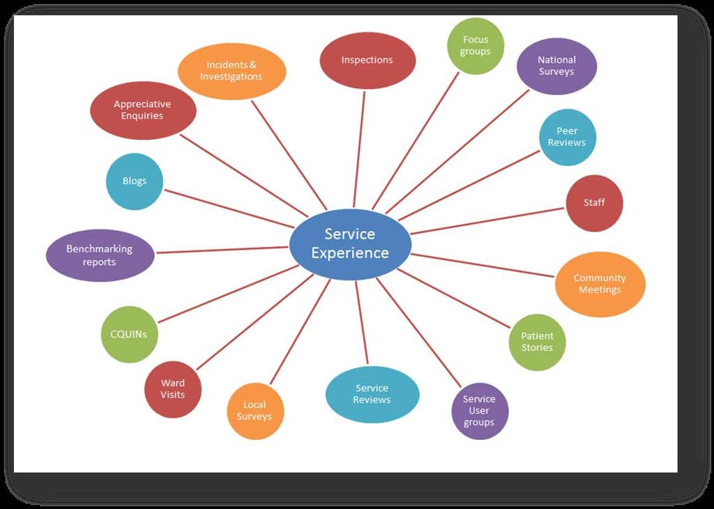 4 Service Experience - the full picture As well as gathering feedback about our services through SED, the Trust also has a Service Experience facilitator who co-ordinates, collates and reports on