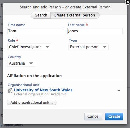 Check the information and click Create: Enter First and Last Names, select their Role and their Country (if known). Tip!