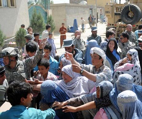 The Soldiers partnered with Afghan National Police to deliver shelters and food items to 150 needy families whose home suffered extensive water damage during a flood in the village last month.