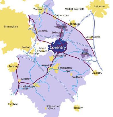 Coventry & Warwickshire Central England in West Midlands region 899,400 residents, 36,000 businesses Coventry: England