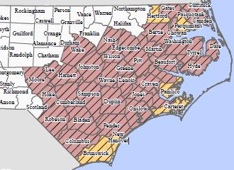 Declared Counties (Categories A & B) Beaufort, Bertie, Bladen, Brunswick, Camden, Carteret, Chowan, Columbus, Craven, Cumberland, Currituck, Dare, Duplin, Edgecombe, Gates, Greene, Harnett, Hertford,