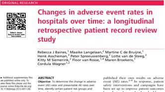 Adverse Events Rates Resist Improvement Netherlands studies of Adverse Events found no improvements between 2004