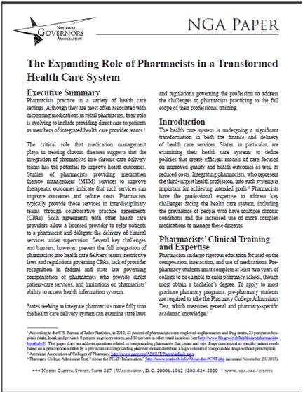 External Recognition The critical role that medication management plays in treating chronic diseases suggests that the integration of pharmacists into chronic care delivery teams has the potential to