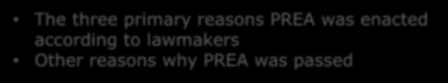 three primary reasons PREA was enacted