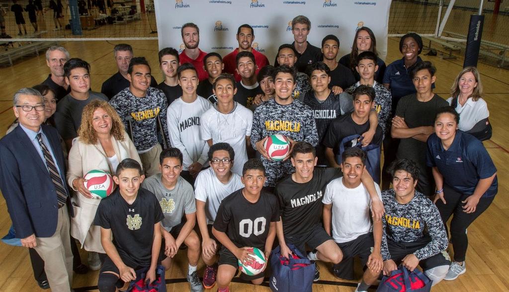 USA Volleyball donates equipment to schools Students in the Anaheim Union High School District have brand new gear, after USA Volleyball donated $200,000 worth of volleyball equipment last month.