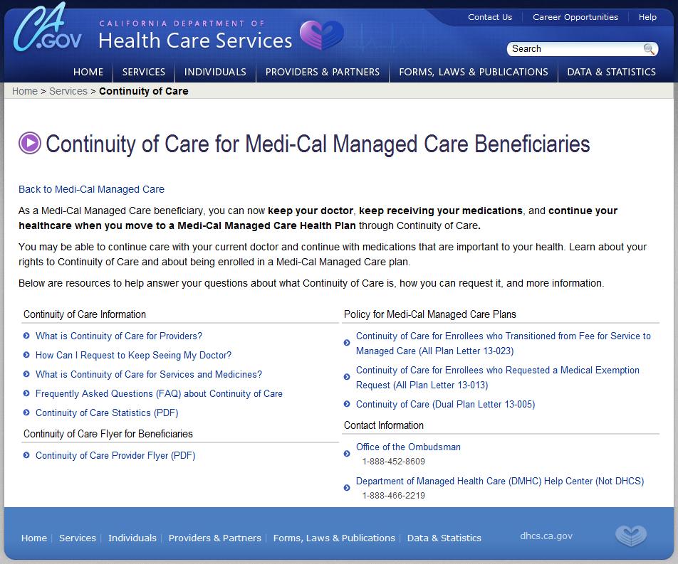 19 Continuity of Care Webpage http://www.