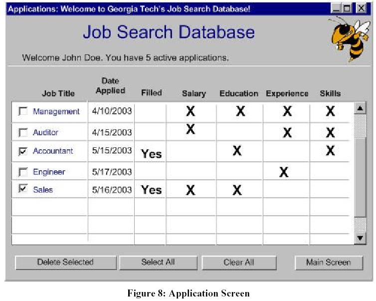 Delete Selected allows the job seeker to remove some or all of the applications they have submitted.