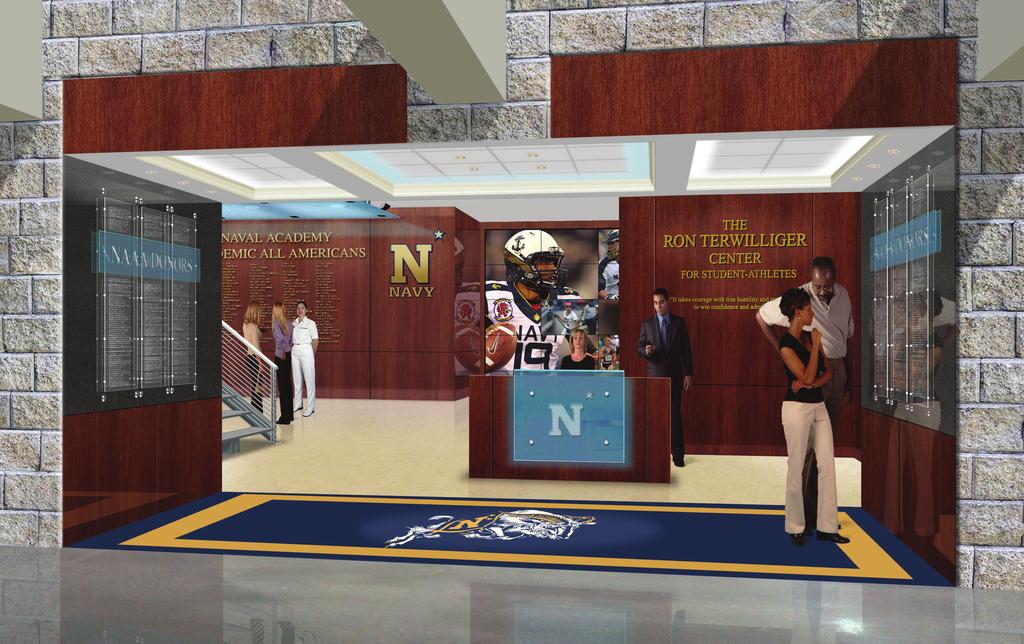 Rendering of the entry of the Ron Terwilliger Center for Student-Athletes The Physical Mission Center has been made possible through the philanthropic leadership of Ron Terwilliger 63.