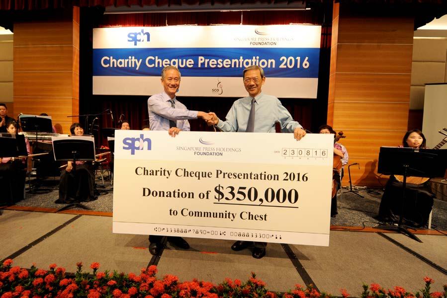 SPH Foundation organised a joint charity cheque presentation ceremony with SPH on 23 August at SPH News Centre Auditorium, at a special lunchtime concert by the Singapore Chinese Orchestra (SCO).