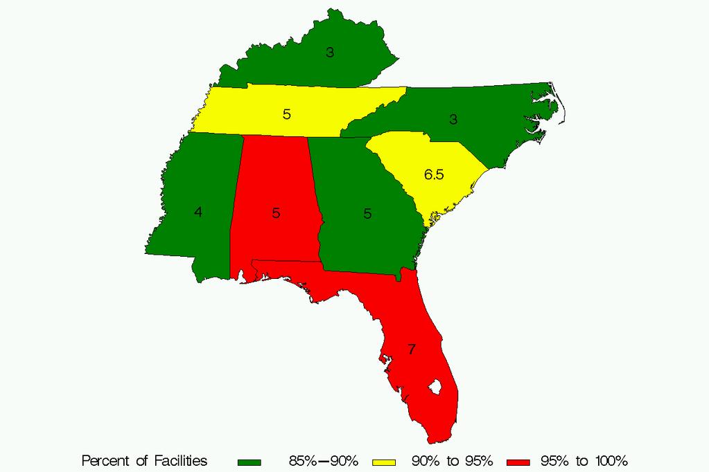 30 Region Four, Showing Percent of Facilities