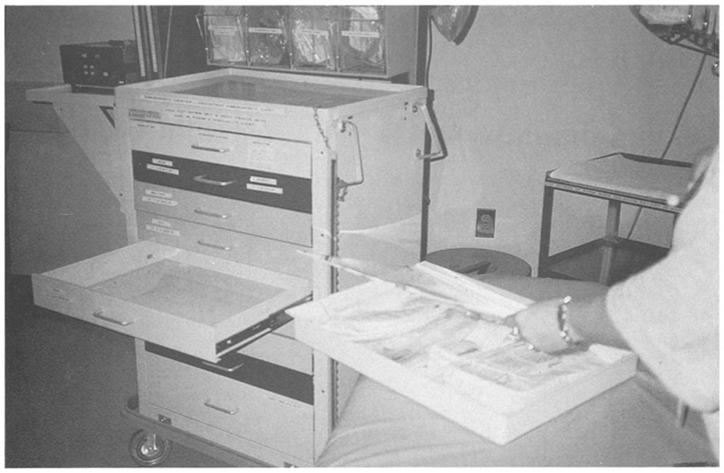 with nine drawers from Armstrong (Armstrong Medical Industries Inc,, Lincolnshire, Ill.