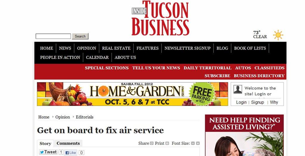 Support from the Community Tucson The Tucson Metro Chamber is leading an air service task force in which there has been talk of businesses stepping up to develop financial