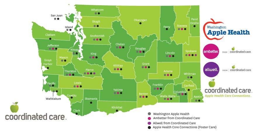 Coordinated Care Statewide Coverage Grays Harbor Pacific Mason Apple Health Core Connections (Foster Care) Washington Apple Health Apple Health Core Connections (Foster Care) Washington Apple Health