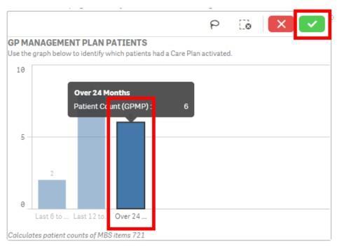 6. Navigate to the Care Plan Patients chart, and select the Over 24 Months bars. 7.