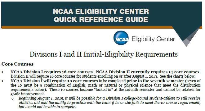 NCAA Eligibility Center Reference