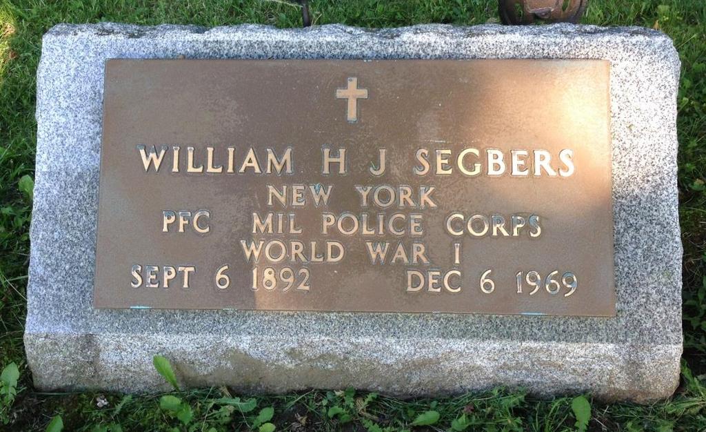 Segbers, William H. South Farmington Cemetery Town of Farmington Segbers, William H. J. AGO 724-1. New York, Abstracts of World War I Military Service, 1917-1919.