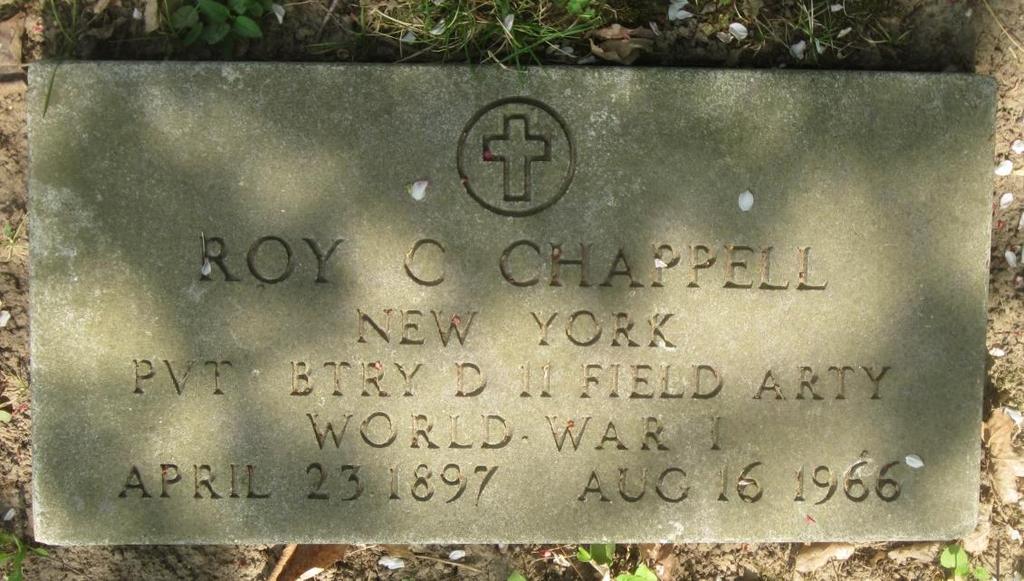 Chappell, Roy C. South Farmington Cemetery Town of Farmington Roy C. Chappell. Daily Messenger. Aug. 17, 1966. p. 3.
