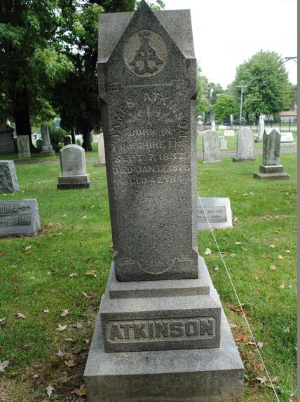 Some of the Atkinsons were buried in Fields Corner Cemetery in Ridgeville Township.