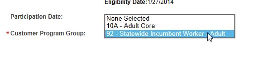 Attachment A 5- On the screen, Application Eligibility (11 of 12), when the system reports eligibility for WIA Adult, Core only: a.