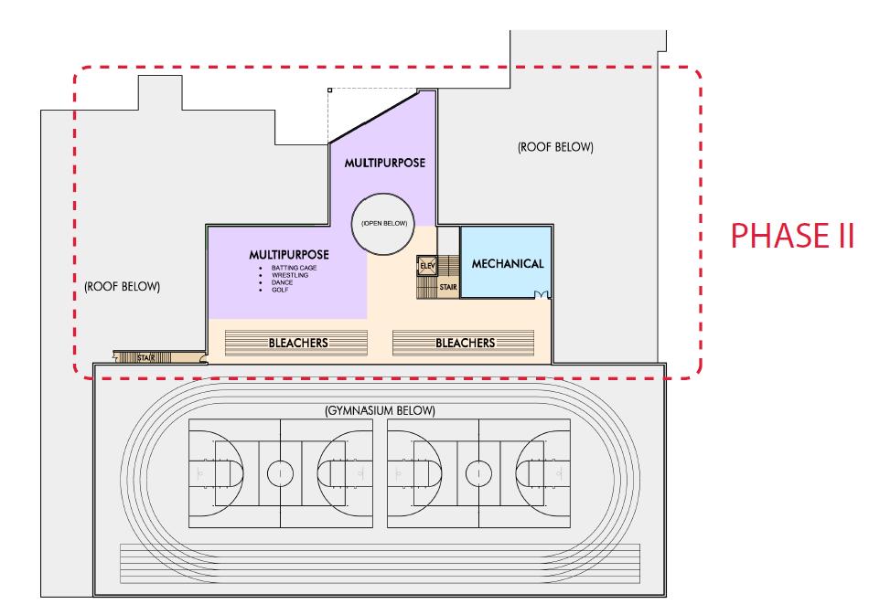 Two Second floor 1,050 square foot multi-purpose rooms Second floor bleacher seating for 250