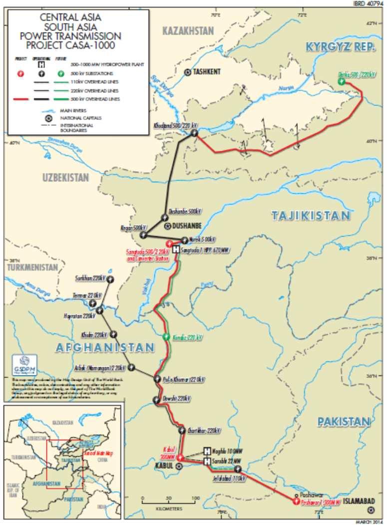 Central Asia South Asia Electricity Transmission and Trade Project - CASA 1000 CASA-1000 is transformational multi regional Project for electricity supply (1300 MW) from Central Asia to South Asia