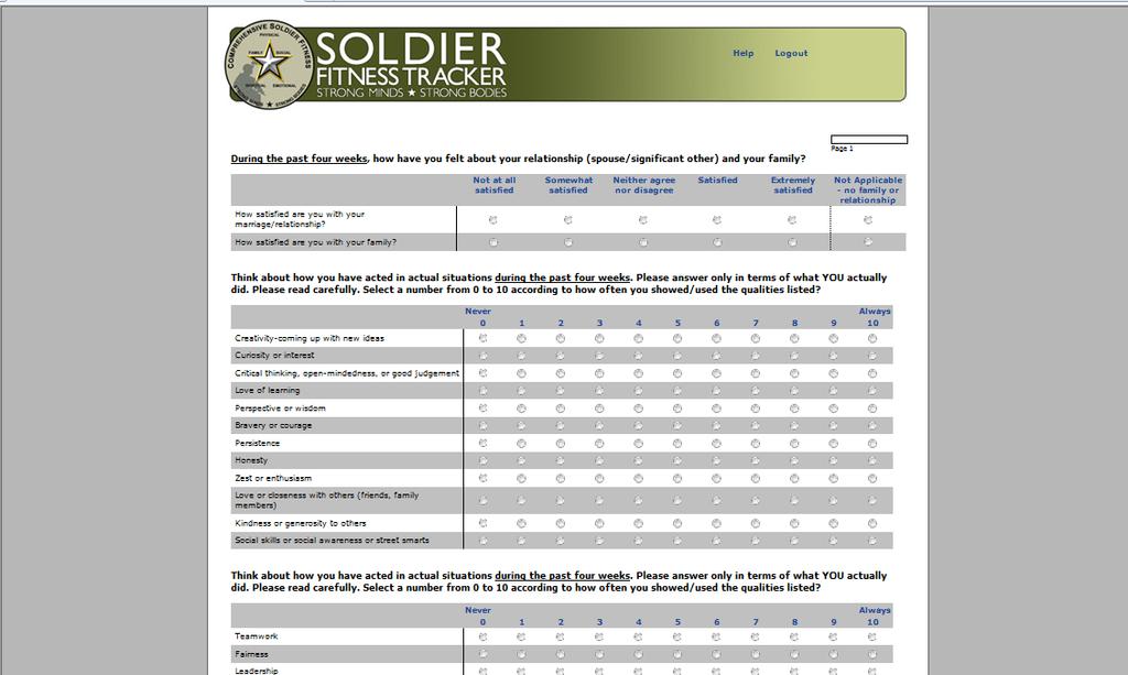 Comprehensive Soldier Fitness / Global Assessment Tool (GAT) Survey 8.