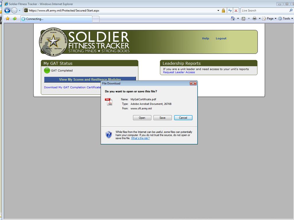 Comprehensive Soldier Fitness / Global Assessment Tool