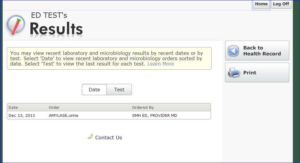 Results Your Laboratory and Microbiology results are listed within this button.