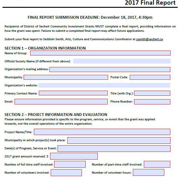 Final Report Mandatory for grant recipients Provide info on how the grant was