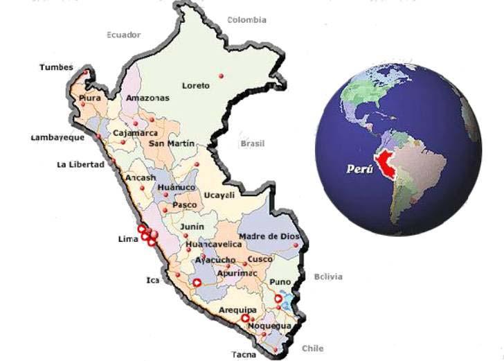 PERU Map 1,294,000 km2 26 millons inhabitants 32 % rural inhabitants Lima, 8