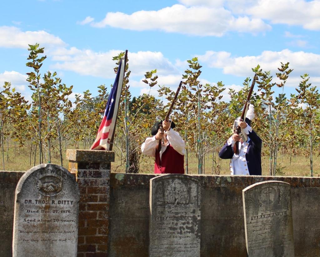 Members of the James Monroe Sons of The American Revolution honor guard about