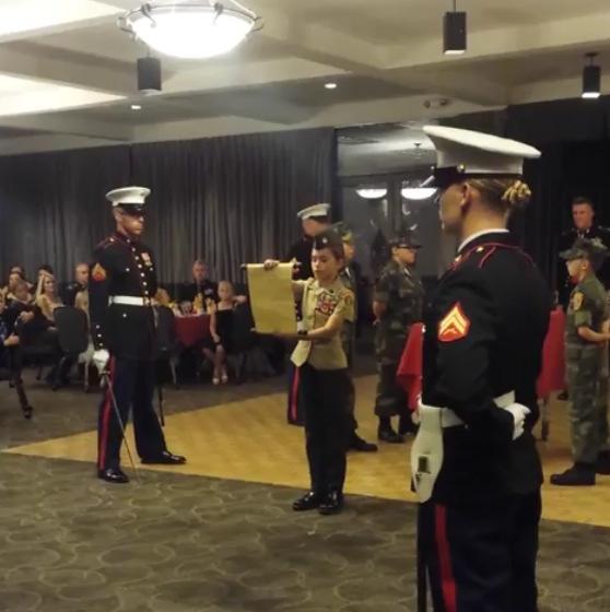 colors and a cake walk for the Marine Corps