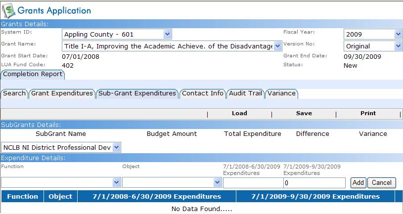 NOTE: IF YOUR GRANT DOES NOT HAVE A SUB-GRANT, CONTINUE TO STEP 4. STEP 3: PROCESSING SUB-GRANT EXPENDITURES 1) Select the Sub-Grant Expenditures tab.