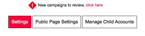 Select click here. All the campaigns submitted for review will then be displayed.