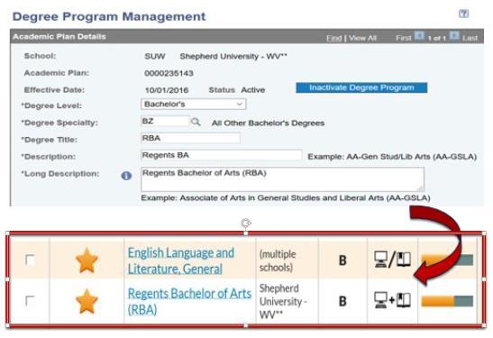 DEGREE PROGRAM MANAGEMENT CONTINUED Example of