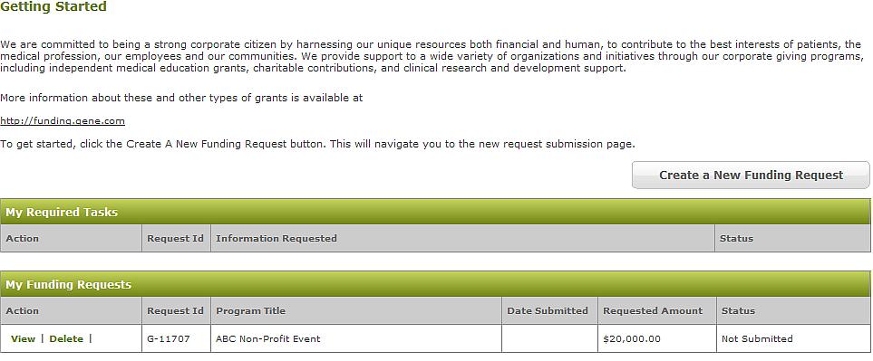 VIII Request Status How to apply for Healthcare-Related Charitable Support Check the Status of