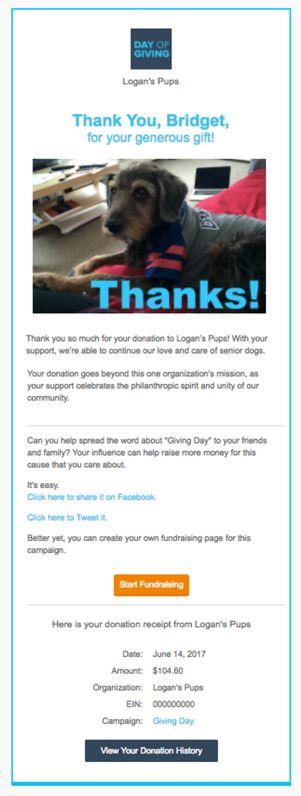 Instantaneous Donor Delight Customizable Thank You emails Add your own text, photo, or video!