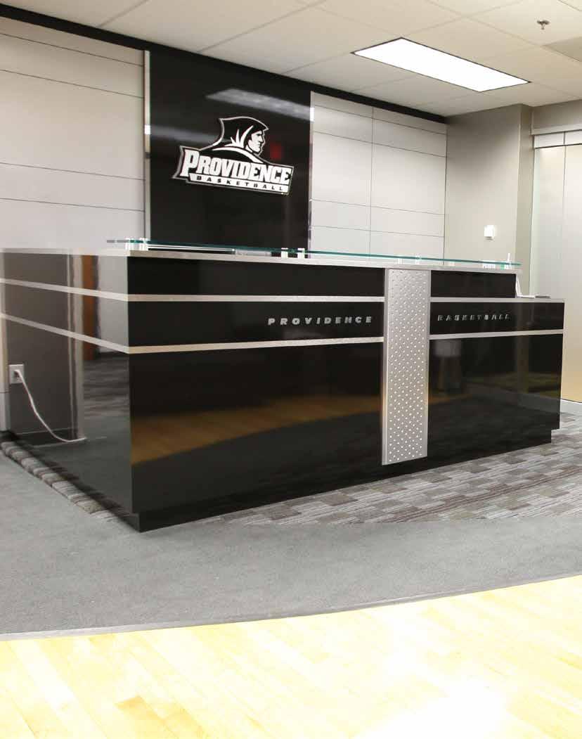 Providence Basketball The Office Suite features hard-wood floors,