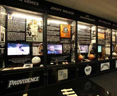 The hallway s floor is a replica of the Friars Dave Gavitt Court at the Dunkin Donuts Center and the project also includes a complete renovation of the coaching staff s