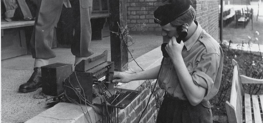 Field Communications practice in front of the Old Pavilion, 1950s 1928 Captain Albert Spring installed as